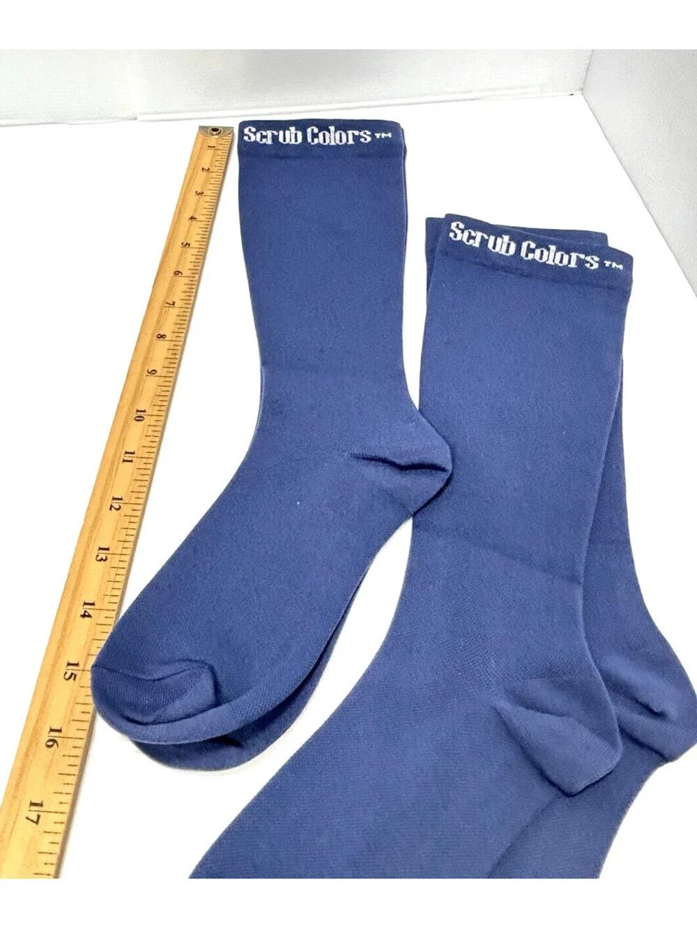 2 Pairs Scrub Colors Crew Socks Navy Blue Comfort Compression Athletic Socks